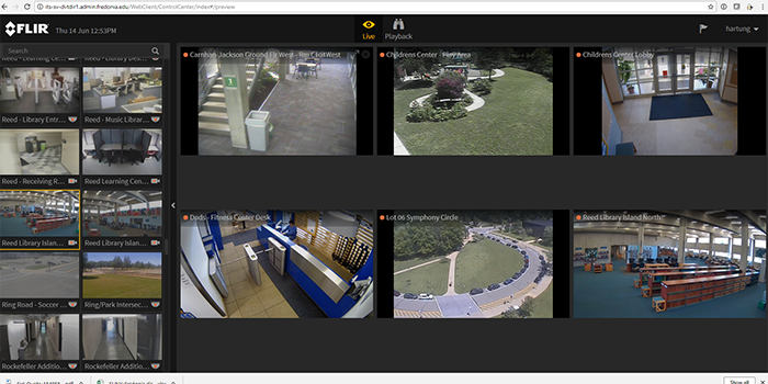 FLIR Camera views in Google Chrome showing several different camera angles.