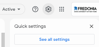 Quick Settings panel open with a button to See all settings. See all settings text is blue
