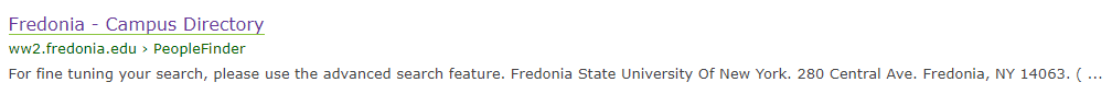 Fredonia Campus Directory Link