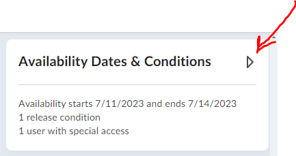 Availability Dates and Conditions menu
