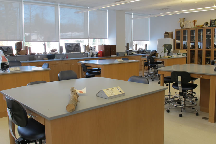Student lab desks and equipment.