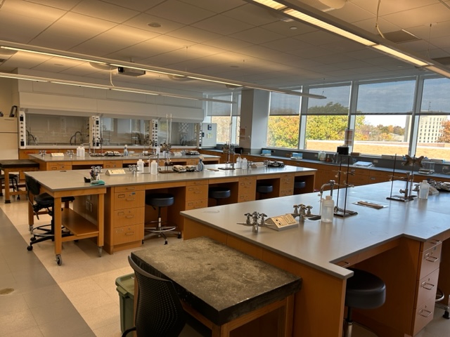 Back of the classroom with student lab stations.