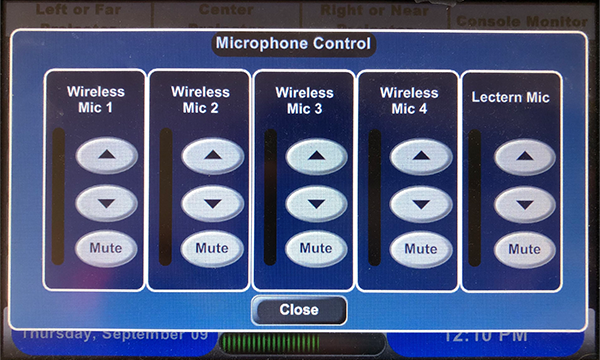 Extron Touch Panel Microphone Controls