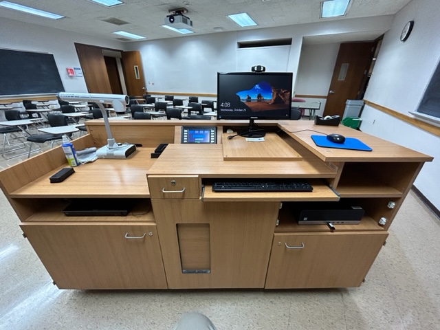 Accessible Teachers Desk with a computer and Extron controller