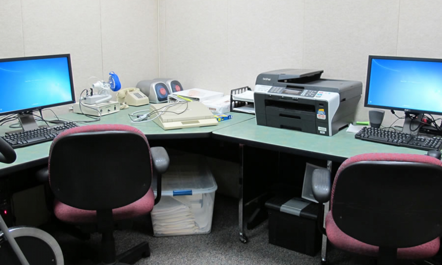 Additional computer desks for use.
