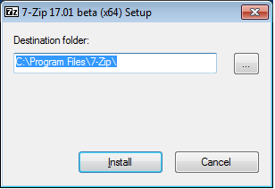 Z-Zip Setup Destination folder with option to Install or Cancel