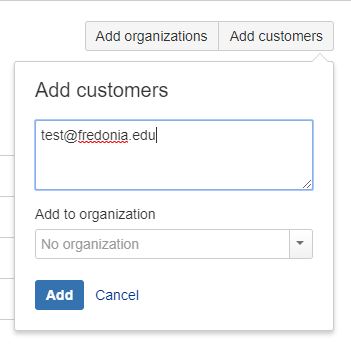 Add Customers section with a test email inside.