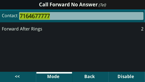 phone call forward no answer menu 