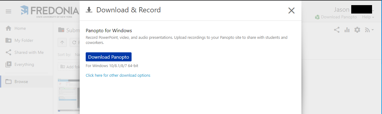 Big Blue Download Panopto Button