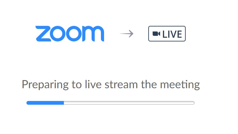Zoom Live Streaming loading bar.