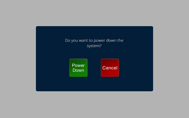 Extron Power Down or Cancel button