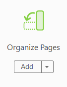 Organized Pages Tool Icon. It is a green rectangle and a green arrow pointing down to the silhouette of a box.