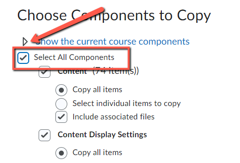 select all components to select all the content