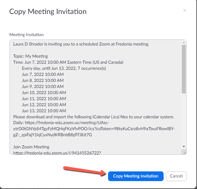 Copy Meeting Invitation