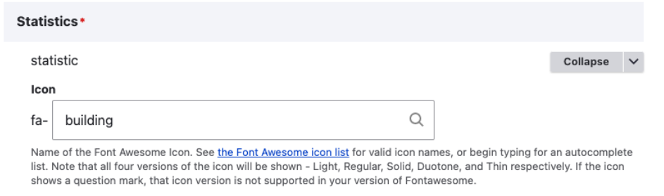 FontAwesome icon name.