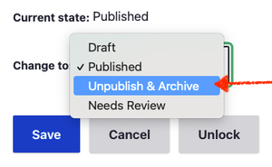 Change to the Unpublish and Archive status.