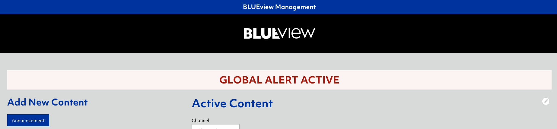 BLUEview management - Global Alert message