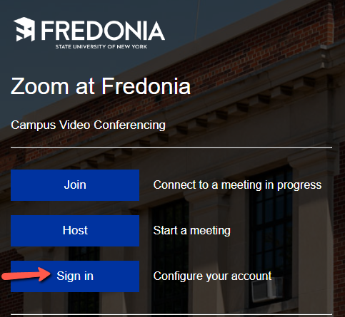 Arrow pointing to Zoom sign in button