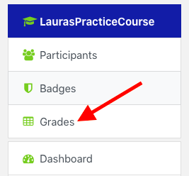 Grades link on left side menu on main course page