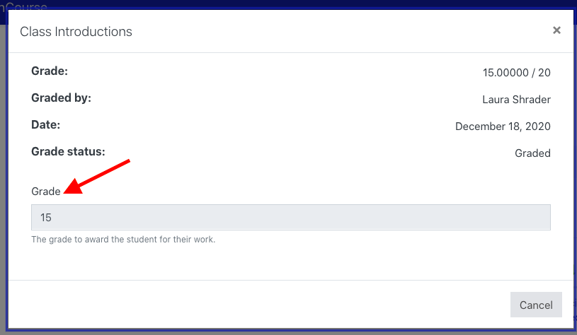 On the Forum grade screen, students can see their grade for their posts in the Forum.