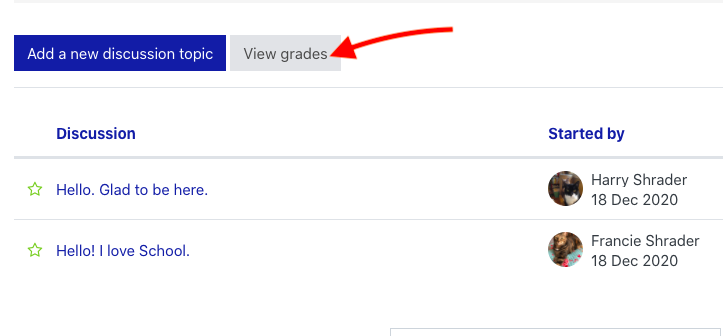 Press the View grades button to view your grade for the discussion forum