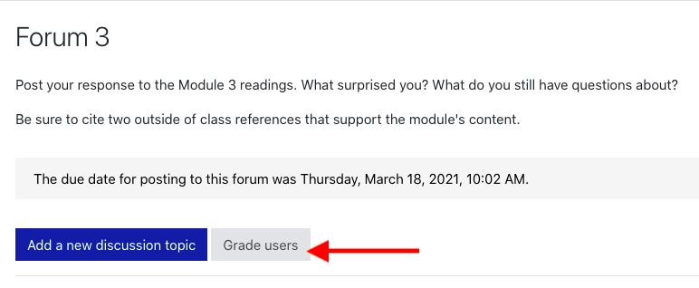 Press the Grade users button to enter the Whole Forum Grader
